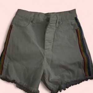 Celebrity Pink High Waist White Shorts with Rainbow Stripes